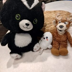 Plush Animal Toy Set - Black, White, Brown